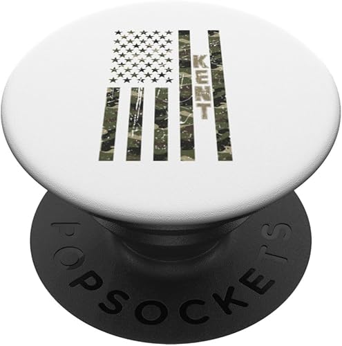 Kent United States Distressed Camo w US Flag PopSockets Swappable PopGrip