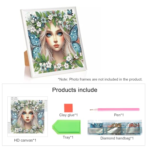 Image of AiYuanzsh Diamond Art Kits for Adults Pretty Princess Butterfly Fairy, 5D Special Shape Diamond Painting Kit, Unique Diamond Art Kit for Beginners DIY Craft Wall Decor Gift 12x12 Inch