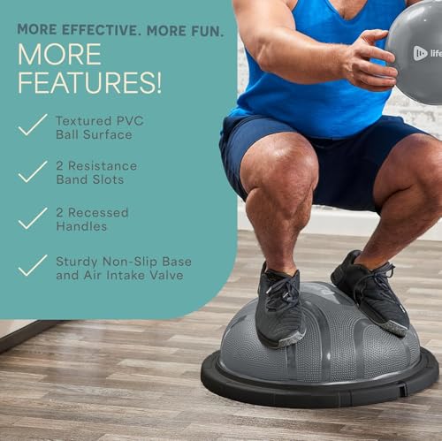 Lifepro Half Balance Ball Trainer - Stability Ball for Exercise, Full-Body Workouts, Home Gym, and Physical Therapy - Non-Slip Equipment for Balance Training