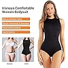 Irisnaya Shapewear Bodysuit for Women Waist Trainer Tummy Control Vest Body Shaper Round Turtleneck Jumpsuit (Large, Black)