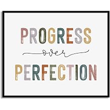 Classroom Signs Wall Art, Progress Over Perfection Growth Mindset Poster for Kids Students, Teacher Decor for Classroom, Inspirational School Office Homeschool Room Decor 10"L x 8"W Unframed, Unframed