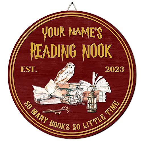 WODORO Custom Reading Corner Printed Wood Sign Wall Plaque, Reading