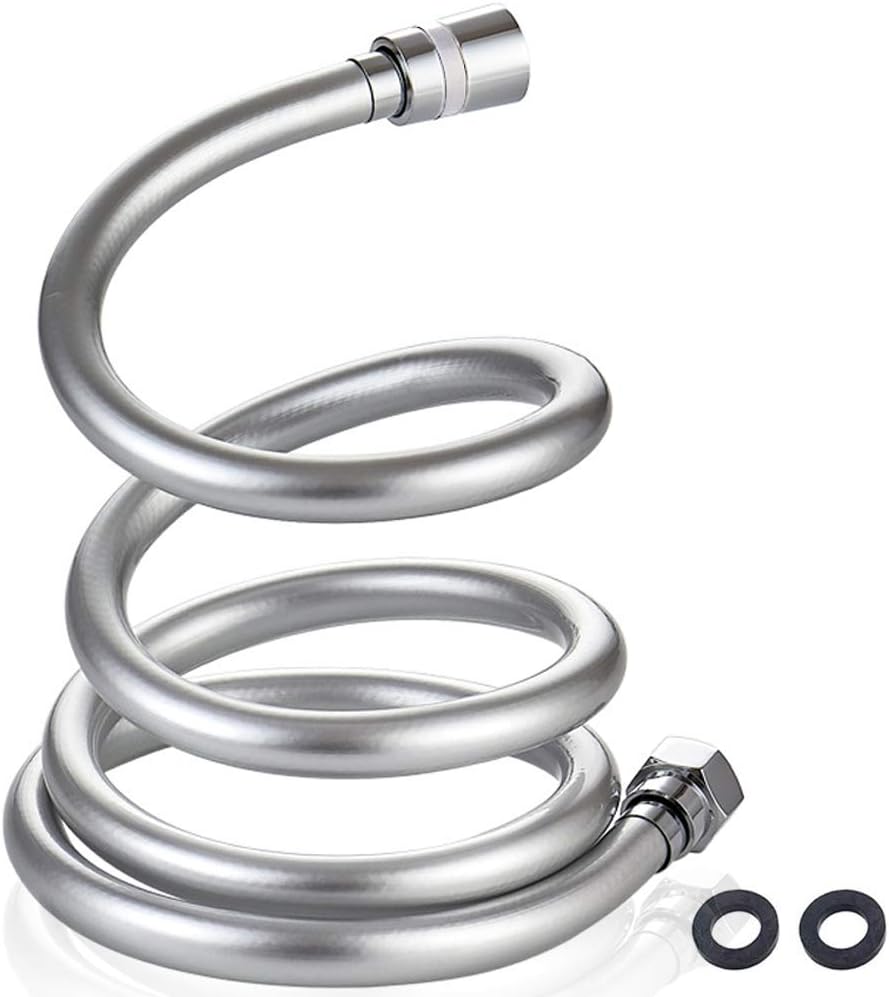 ECVV shower hose 2m extra long 79 inch, long replacement handheld flexible shower hose, anti-kink, standard g 1/2- silver