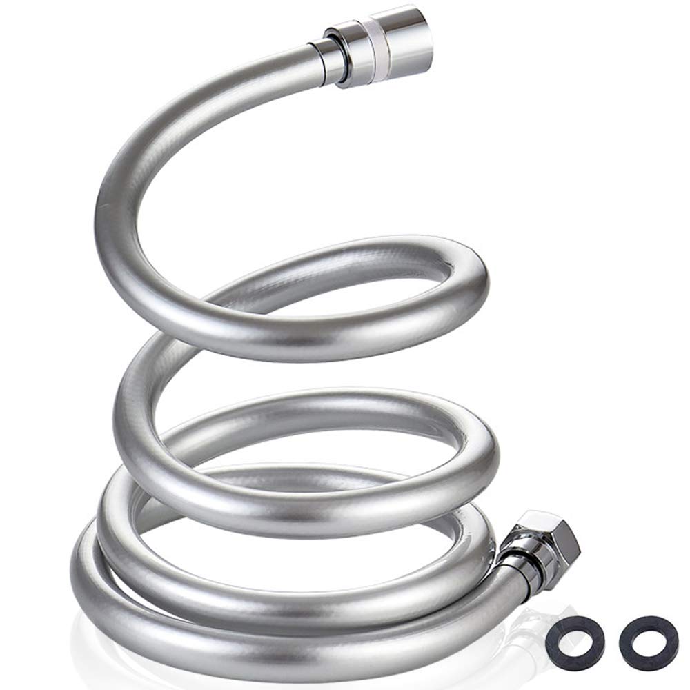ECVV shower hose 2m extra long 79 inch, long replacement handheld flexible shower hose, anti-kink, standard g 1/2- silver