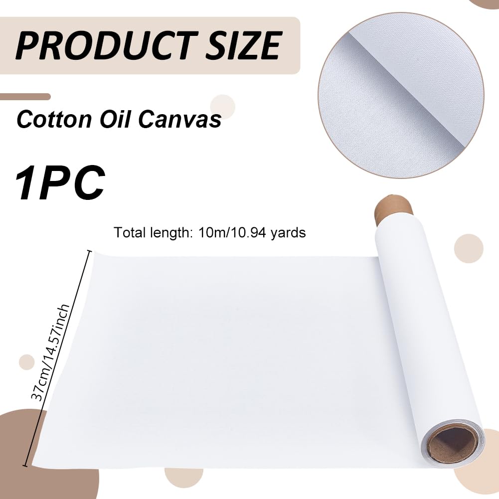 OLYCRAFT 10 m x 37 cm lienzo de algodón con doble fondo rollo de lienzo blanco grandes rollo de lienzo suministros artísticos Rollos de pintura de tiza fondo para pintura DIY óleo acuarela acrílico