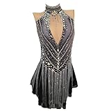 Nnnnydjy Women's Professional Figure Skating Dress Adults Handmade Ice Roller Skate Clothing Girls' Art Gymnastics Leotards,Black,11_13Years