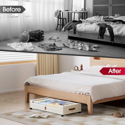 Yecaye Under Bed Storage with Wheels 2 Pack, 70L Larger Capacity Under Bed Storage Containers, Underbed Shoe Storage Organizer, Rolling Under Bed Metal Drawers for Clothes, Blankets(35.5 x 17 x 6.7in) by Yecaye - Image 7