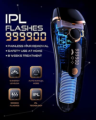 At-Home Laser Hair Removal for Women & Men, Permanent Painless IPL Hair Removal, Hair Remover Device for Face, Upper Lip, Chin, Bikini, Leg and etc