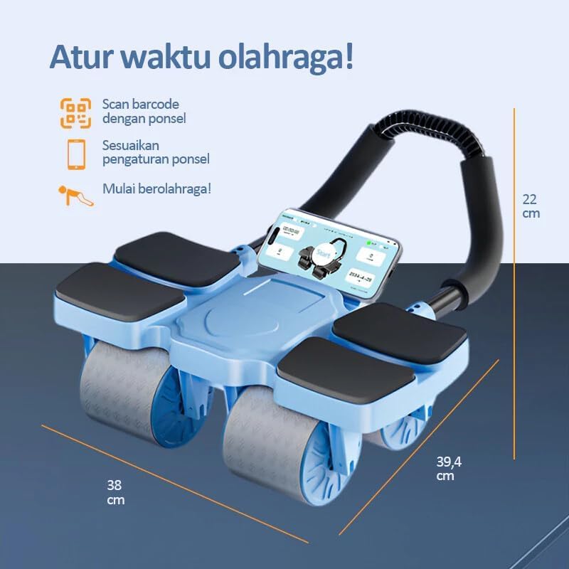 Image of Ab Roller Wheel with Elbow Support Automatic Rebound for Men & Women [Blue]