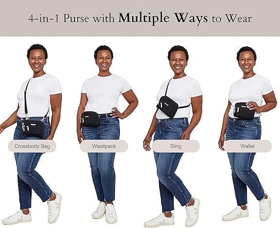 Baggallini Triple Zip Small Crossbody Bag for Women - 8x6 Lightweight Convertible Fanny Pack Belt Bag - Image 5