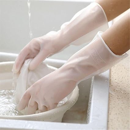 karomouj KMA394 Cleaning Gloves | Reusable Rubber Gloves for Kitchen Dishwashing Cleaning Non-Slip Laundry Gardening Household Gloves (Multicolor,1 Pair)