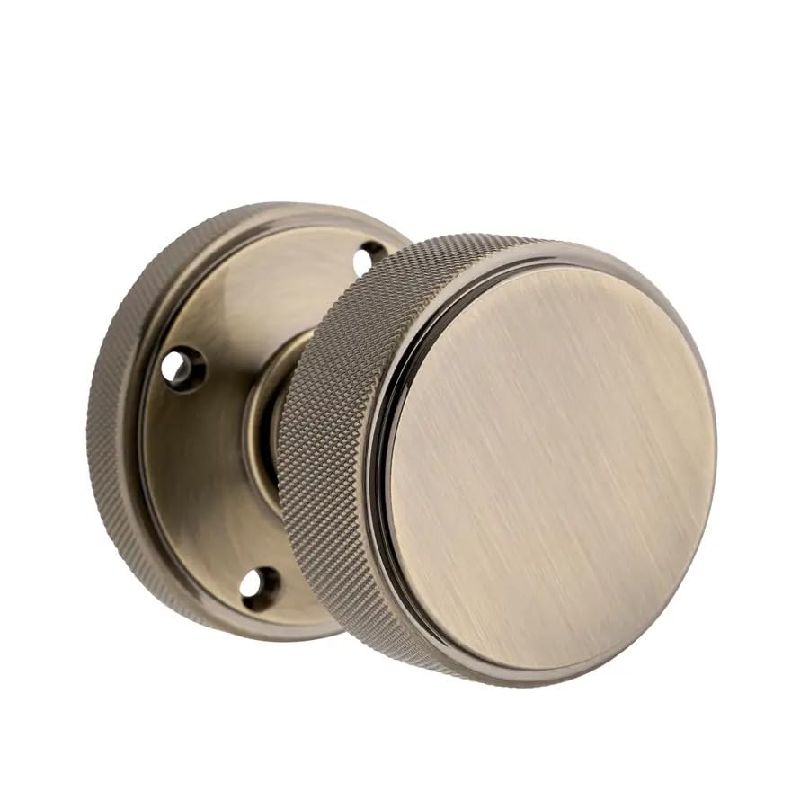 Designer Levers Kensington Knurled Mortice Door Knob - Antique Brass - 60mm