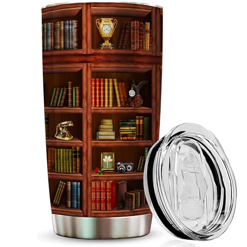 Book Tumbler Library Travel Mug Bookish Gifts For Book Lovers Women Librarian - Bookish Gifts For...