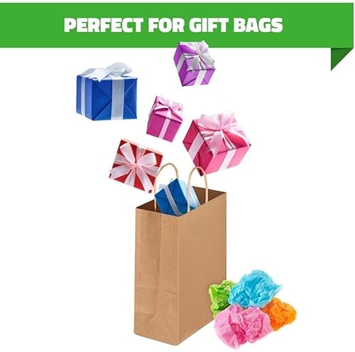 Miniatura 7 de Bolsas de papel kraft marrón a granel con asas (250 piezas) de 5.75 x 3.25 x 8.5 pulgadas, perfectas para compras, comestibles, regalos, bodas,