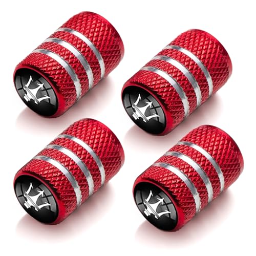 4Pcs Car Tire Valve Stem Caps Tires Air Caps Cover Corrosion Resistant Tire Valve Cap Accessory for Compatiblewith Maserati Quattroporte Ghibli Levante All ModelsWheel Cap MSLD_Red
