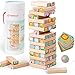 TOP BRIGHT Tour de Blocs en Bois Safari Africain – Jeu d'empilement 4-en-1 avec Cartes, Guide de Construction et Dés – Jeu Éducatif Familial sur Les Animaux pour Les Enfants de 3 Ans et Plus