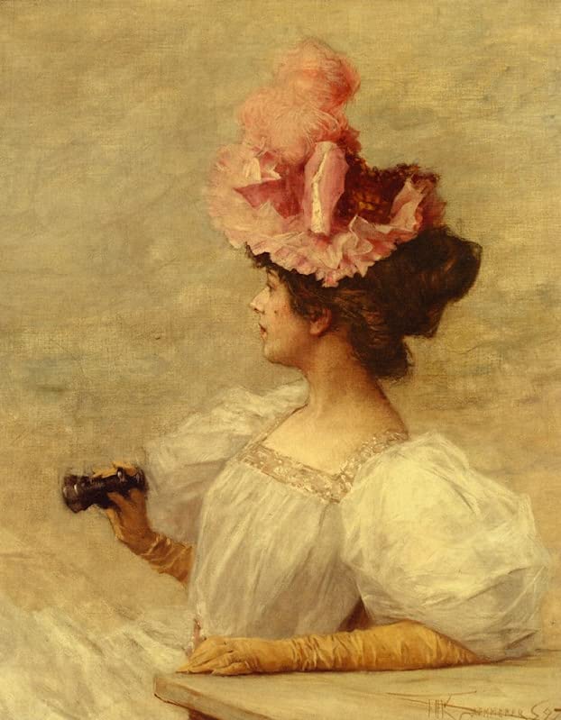 Lienzo de mujer con anteojos de ópera impreso en alta definición para coleccionistas 60x90
