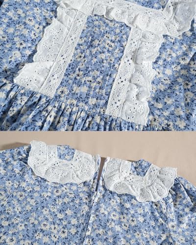 Disfraz Colonial Prairie para Niñas Azul con Delantal y Capota miniatura 4