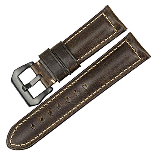 Bracelet de montre fait à main en cuir de veau vintage vert 23mm pour homme