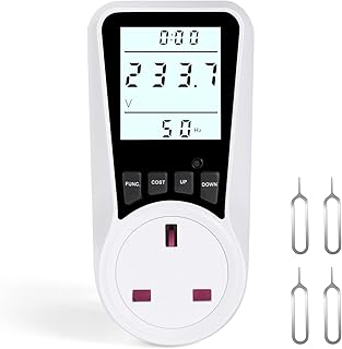 flintronic Power Meter Plug, Energy Monitor Socket with Backlight LCD Display, 7 Monitoring Modes Electricity Usage Consum...