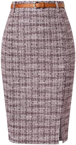 Kate Kasinwomens Tweed Pencil Skirt Knee Length High Waisted