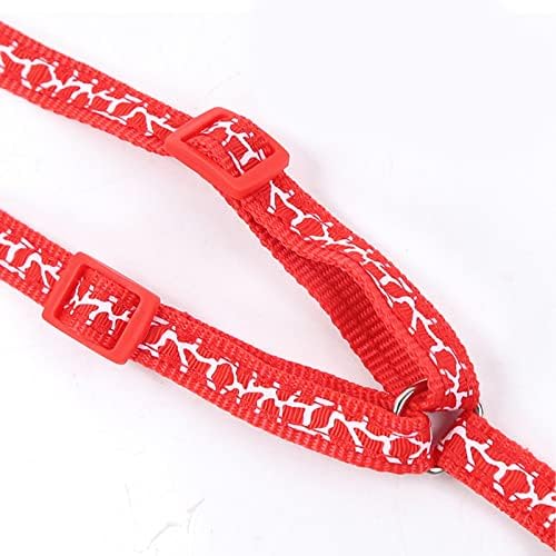 Dog Leash nylon Dog Pet Puppy Cat Adjustable Harness With Lead Leash Leash Chain Collars Interactive Toy 3Pcs B Red