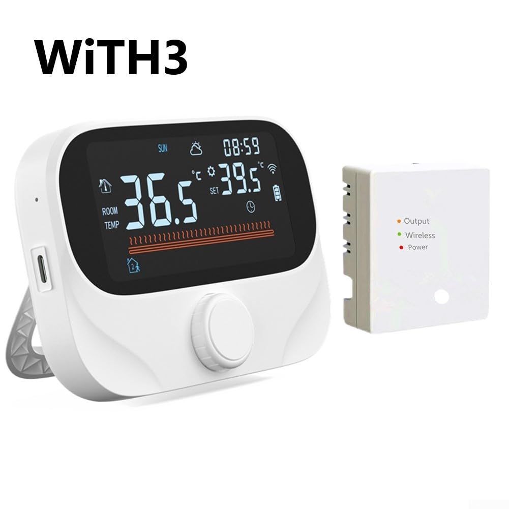 Termostato per caldaia RF, termostato intelligente da parete, con ricevitore, WiFi + RF termostato per ambiente controllato tramite app wireless (WiTH3)