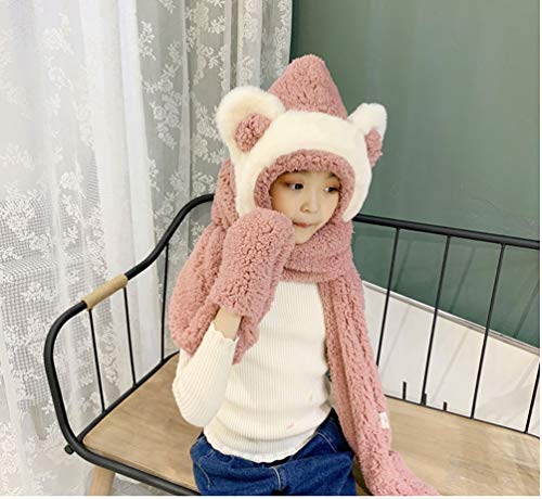 TONWHAR Womens Cute Winter Thick Warm Long Hooded Scarf with Mittens3