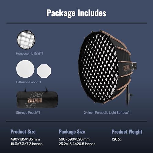 Softbox Parabolique Bowens pour Eclairage Interview et Vlog Zhiyun - 7