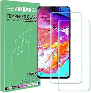 AOKUMA Samsung Galaxy A70 Tempered Glass Screen Protector, [2 Pack] Premium Quality Guard Film, Case Friendly, Comfortable Round Edge,Shatterproof, Shockproof, Scratchproof oilproof