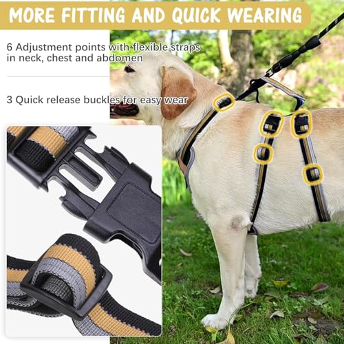 Image of Mihachi Escape Proof Dog Harness - No Pull Dog Harness with Handle, Soft Padded Reflective and Adjustable Full Body Pet Harness Vest for Medium Large Dogs Walking Hiking Training, Beige X-Large