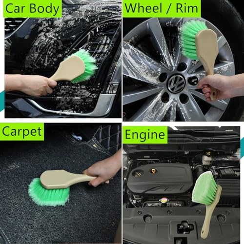 Fitosy Wheel Rim & Tire Brush Set, Soft & Stiff Bristle Wash Cleaning Supplies Kit for Car Body Exterior Surface, Carpet, Truck,SUV,RV,Motorcycle - Thumbnail 5