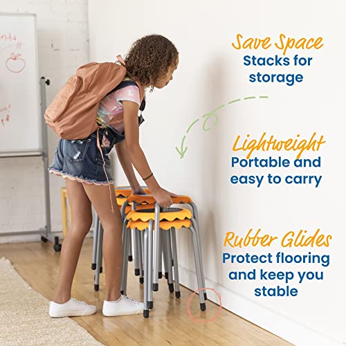 Image of ECR4Kids Daisy Stackable Stool Set, Flexible Seating, Yellow, 8-Piece