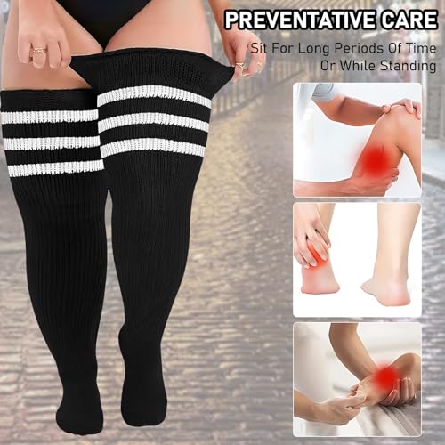Plus Size Thigh High Socks,Plus Size Thigh High Stockings for Women,Extra Long Striped Over The Knee Socks Leg Warmers3