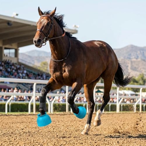 Image of Abbylike Bell Boots for Horses 1 Pair /2 Pair Available, Protect Against Hoof Impact Trauma, Rubber Bell Boots Horse Care for Turnout, No Rub Design Wrap Hook and Loop