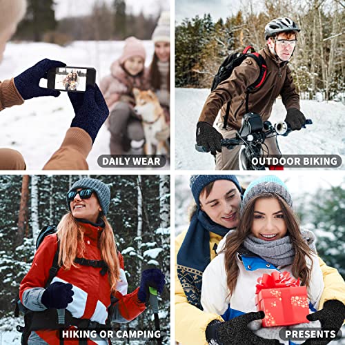 COOYOO Winter Gloves for Women and Men 1/2/3 Pairs,Touch Screen Gloves,Anti-Slip Silicone Gel- Thermal Soft Wool Lining