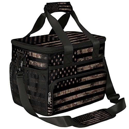 YoCosy Insulated Cooler Lunch Bag USA American Flag Camouflage Lunch Box Leakproof Large Tote Bag Reusable for Women Men Picnic Travel (15L)