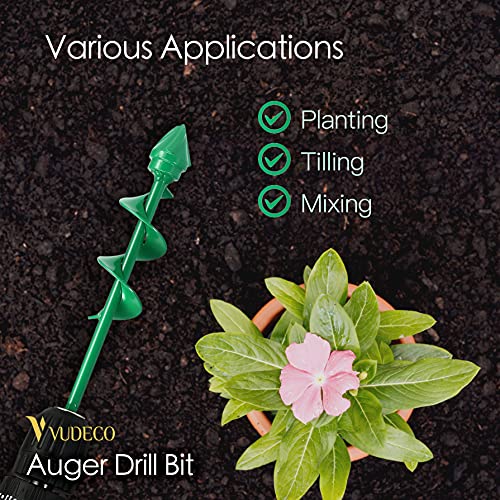 Vudeco Gargen Auger Drill Bit For Planting 2 Pcs, Bulb Planter Tool, Auger Post Hole Digger, Easy Garden Drill Auger Bit Planting, Spiral Drill Bit, Earth Planting Auger For Cordless Drill - Green #TOP4