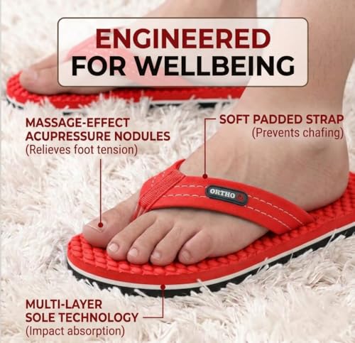 Image of ORTHO JOY House Slipper for Women's Care | Orthopaedic | Diabetic | Acupressure | Comfortable | MCR | Flip Flop Ladies and Girl's Home for Daily Use