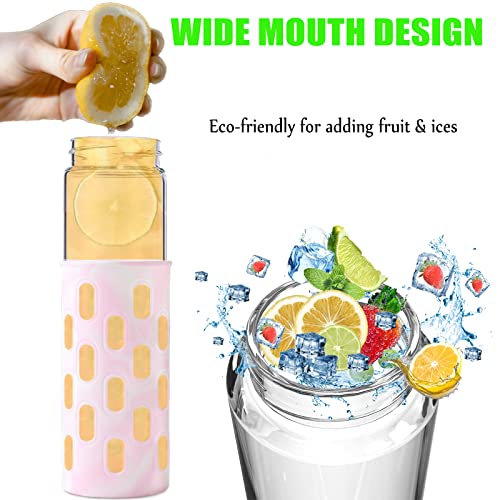 Wemburly 32Oz Borosilicate Glass Water Bottle With Silicone Sleeve And Bamboo Lid Cute Water Bottles For Women #TOP3