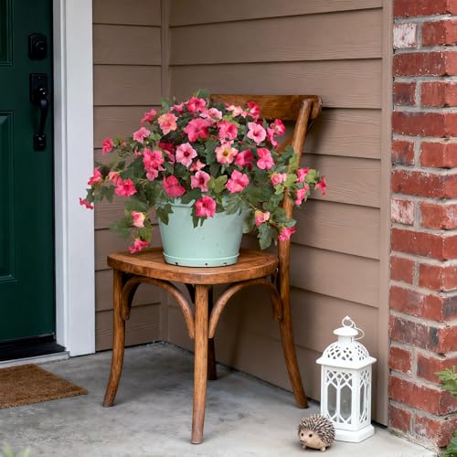 Ammyoo Artificial Fake Petunia Flowers for Outdoor Decoration, 2PCS Faux Silk Petunias Flower for Spring UV Resistant No Fade Realistic Plants for Garden Balcony Yard Porch Indoor  image 6