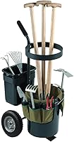 Yeeoy Heavy Duty Rolling Garden Cart with 5 Gallon Bucket & Oxford Bag - Mobile Tool Organizer for Lawn Yard Gardening