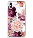 BAISRKE Slim Shockproof Clear Floral Pattern Soft Flexible TPU Back Cover Phone Case for iPhone Xs Max 2018 6.5 inch [Purple Pink]