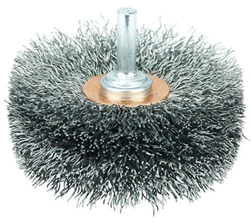 Weiler 17623 3" Wide Face Stem-Mounted Crimped Wire Wheel.014" Steel Fill, 1/4" Stem, Made in The USA (Pack of 10)