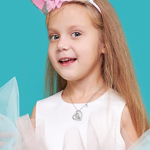 Unicorns Gifts for Girls Necklaces, White Gold Plated Colorful CZ Unicorn Necklace for Girls Heart Unicorn Necklace for Girls Letter Initial Necklaces for Girls Kids Unicorn Gifts for Girls Jewelry2