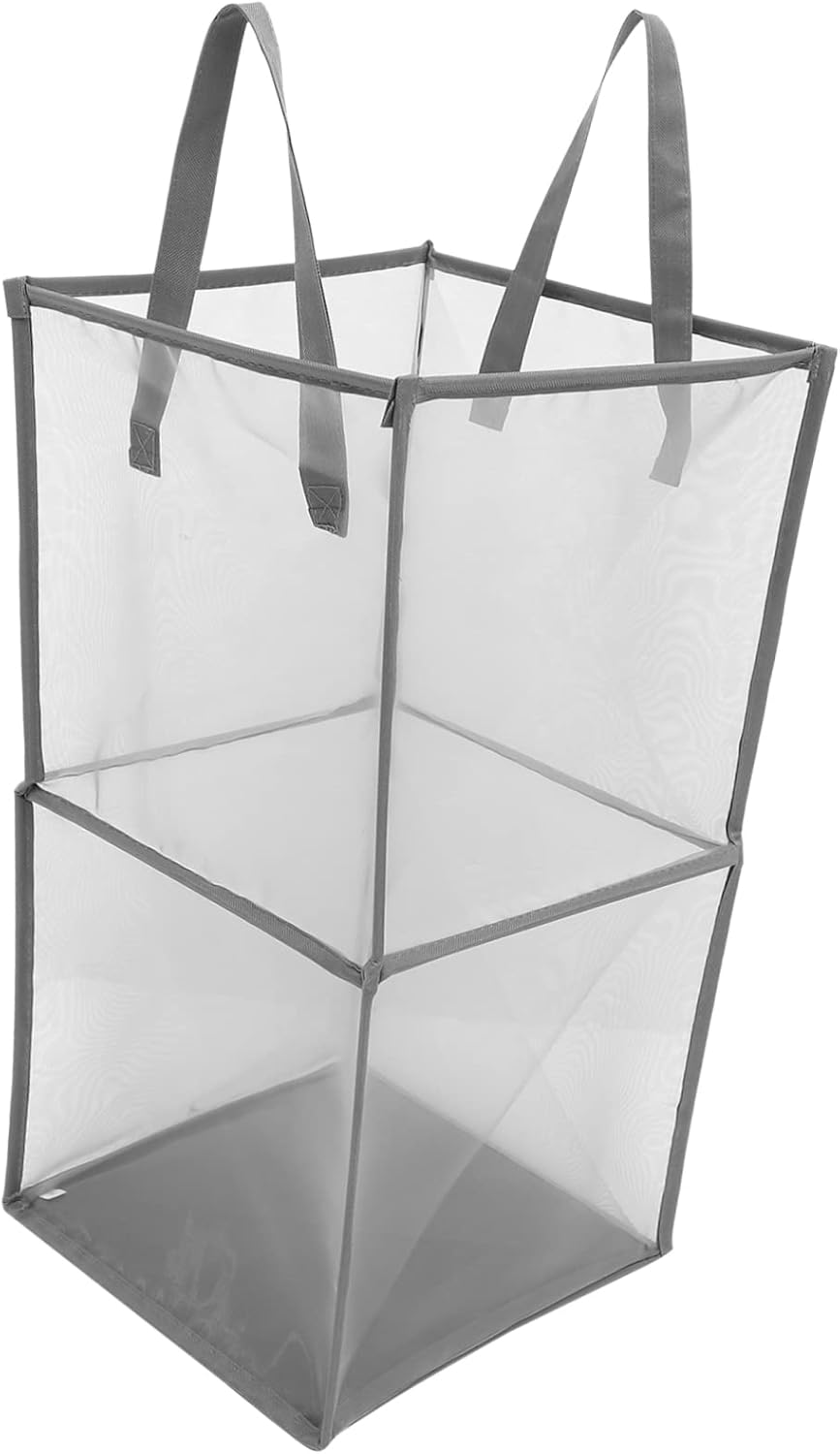 Collapsible Large Mesh Laundry Hamper with Handles Foldable Clothes Storage Basket for Home Nursery Bathroom Outdoor Travel Portable and Laundry Organizer