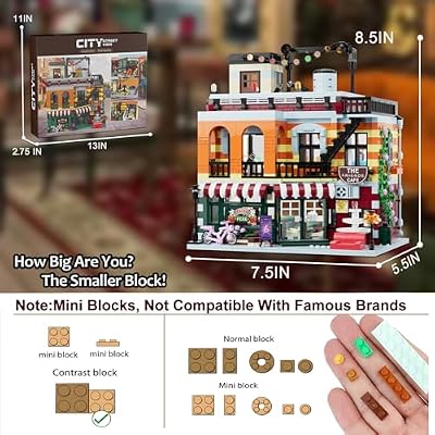 City Coffee House Mini Building Set, Three-Level Cafe Modern House Building Set- Not Compatible with Lego Houses and Buildings Sets for Adults & Ages 8+ Boys Girls (Compatible with Lego House)
