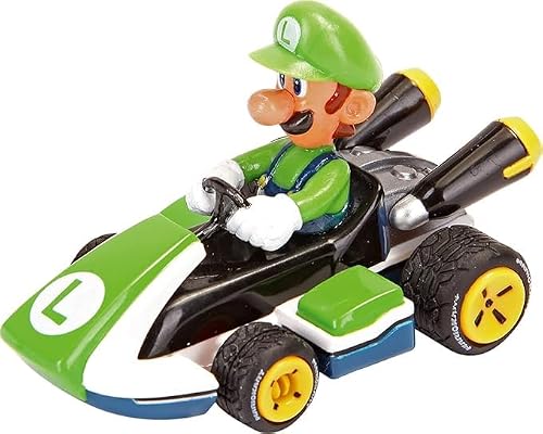 Image of Carrera Pull & Speed Mario Kart 8 - Luigi I Wind-Up Pull Back Car I Officially Licensed by Nintendo I 1:43 Scale I for Boys and Girls Ages 3 and Adults