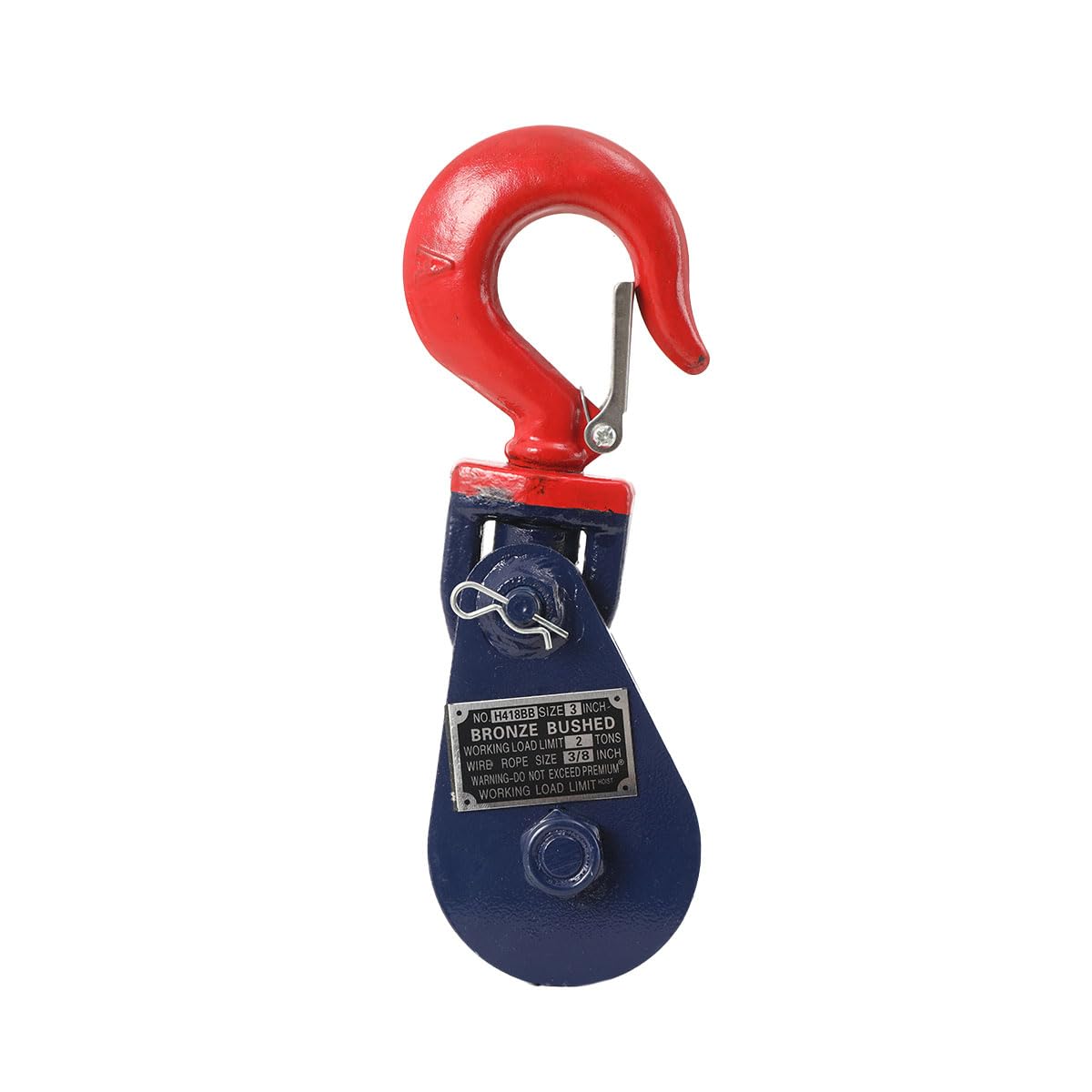 Bloque resistente de 4 toneladas con gancho giratorio para cuerda de alambre, bloque de elevación y tracción de polea individual (capacidad de 2 toneladas), ideal para tareas de aparejo, elevación y