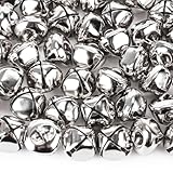 VGOODALL 100PCS Jingle Bells for Crafts, 1 Inch Jingle Bells Silver Jingle Bells Bulk for DIY Project Christmas Party Decor